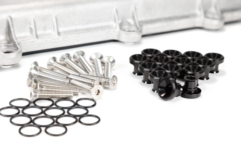 Mazdaspeed valve cover hardware kit black with raw stainless bolts Mazdaspeed valve cover hardware kit black with raw stainless bolts