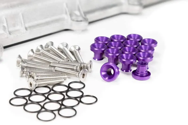 Mazdaspeed valve cover hardware kit purple with raw stainless bolt Mazdaspeed valve cover hardware kit purple with raw stainless bolt