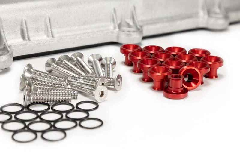 Mazdaspeed valve cover hardware kit red with raw stainless bolts Mazdaspeed valve cover hardware kit red with raw stainless bolts
