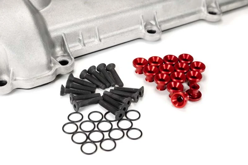 Mazdaspeed valve cover hardware kit red with black stainless bolts Mazdaspeed valve cover hardware kit red with black stainless bolts