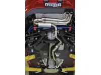 The CorkSport Cat Back Exhaust system replaces the entire exhaust from the first catalytic convertor back.